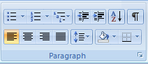home tab paragraph group