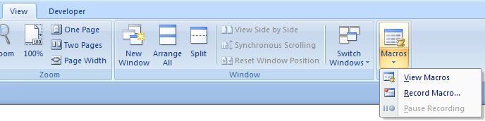 use macro recorder in word